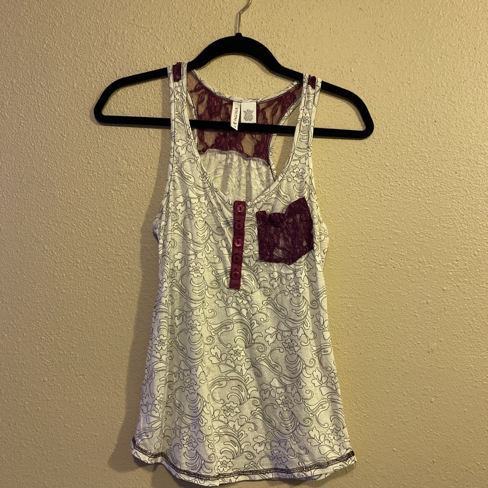 Purple and white lace tank